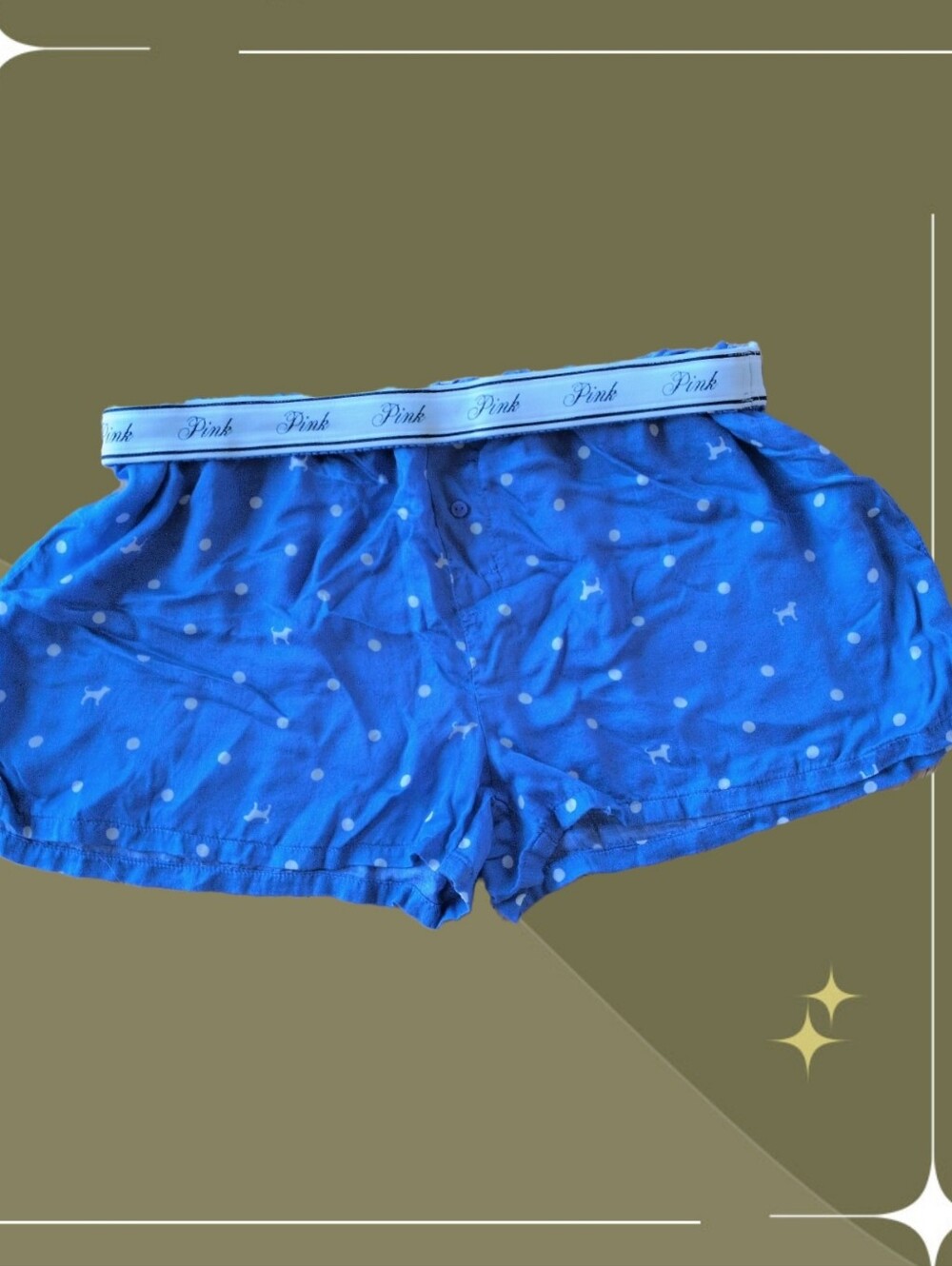 ✨ Victoria Secret Pink Blue Dog Dot Sleep Boxer Short Size M